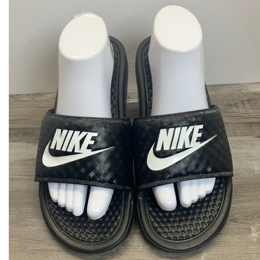 Nike Benassi JDI Black White Slide Sandals Womens Size 9 343881-011